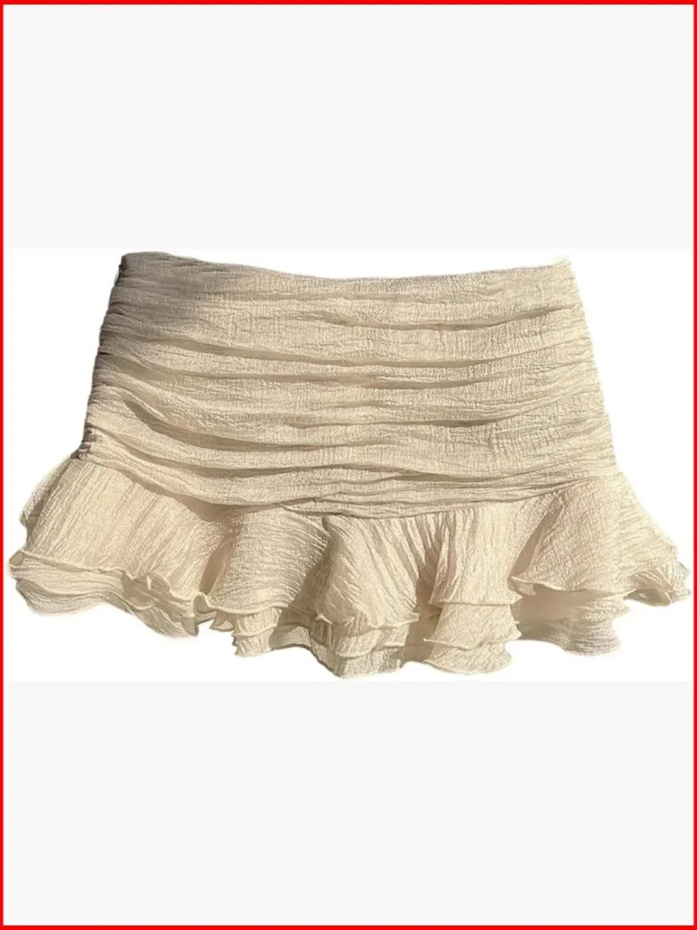 Low Rise Mini Skirt with Ruffle Tiered Design and Built-in Shorts - Picture 1 of 6